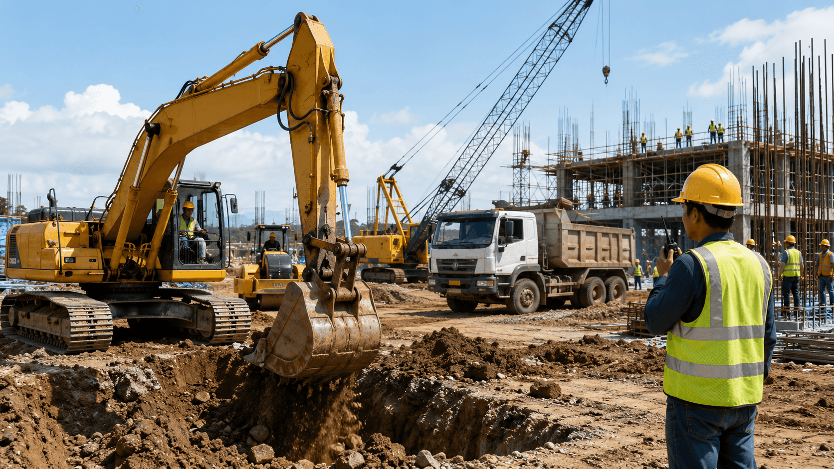 Heavy equipment operating at a construction site